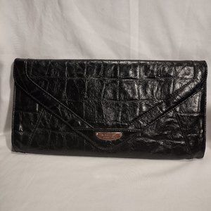 Nine West || Black Faux Alligator Clutch